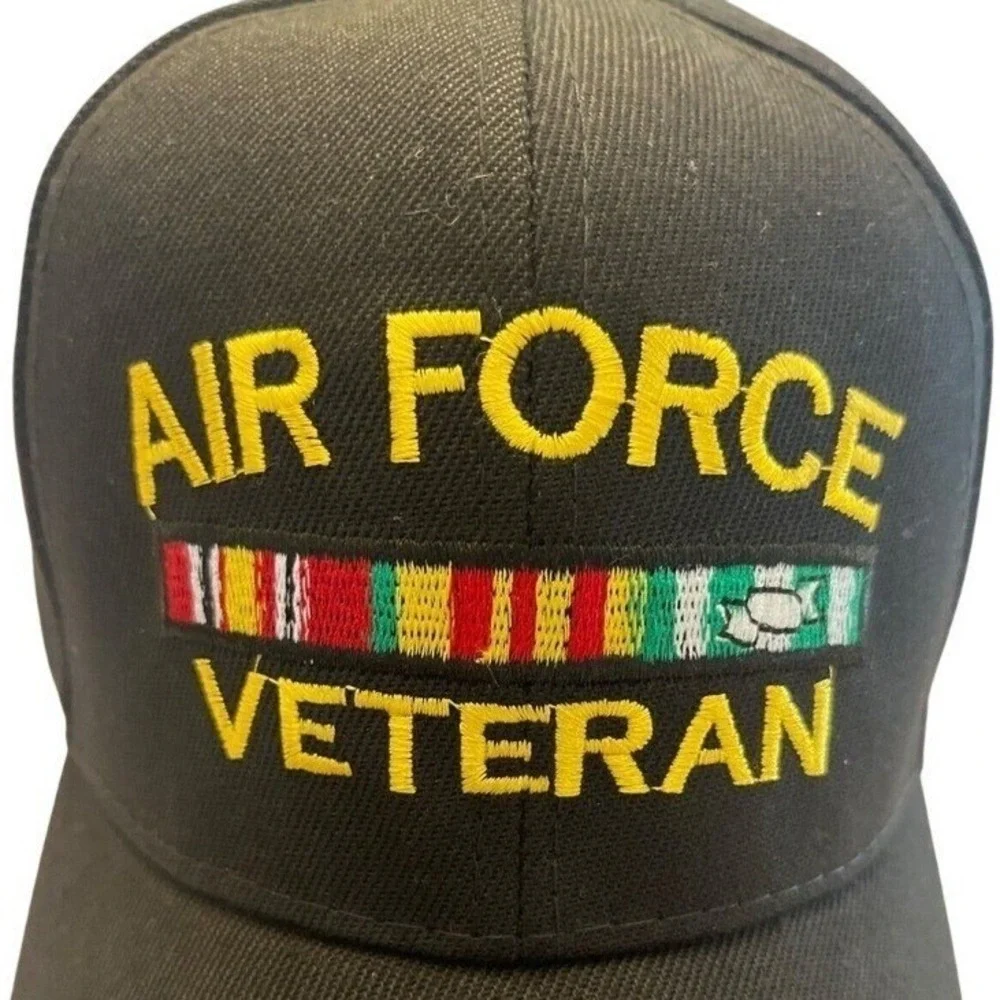 US Air Force Veteran W/ Air Force On Brim Baseball‎ Cap Hat Hook & Loop Closure